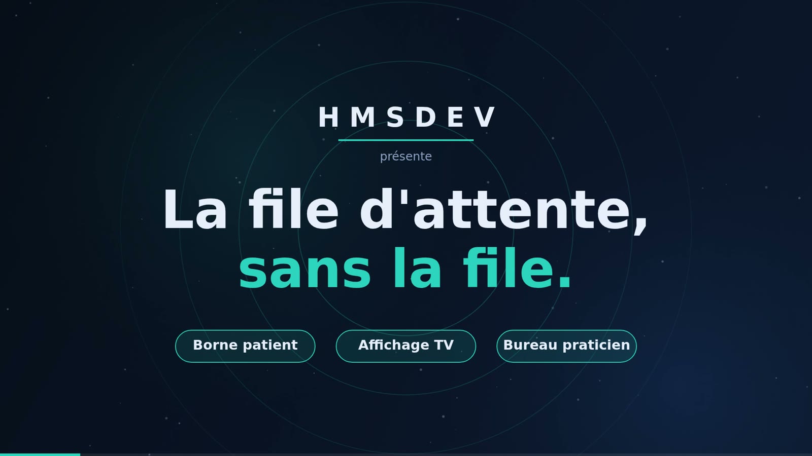 Démo du logiciel de file d'attente pour centre médical : borne, bureau praticien et écran TV